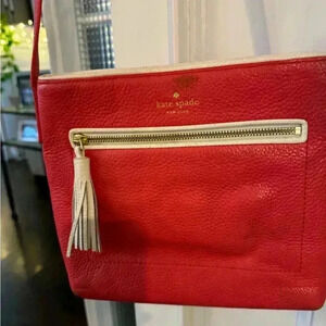 Kate spade crossbody pebbledleather bag pink with white tassel